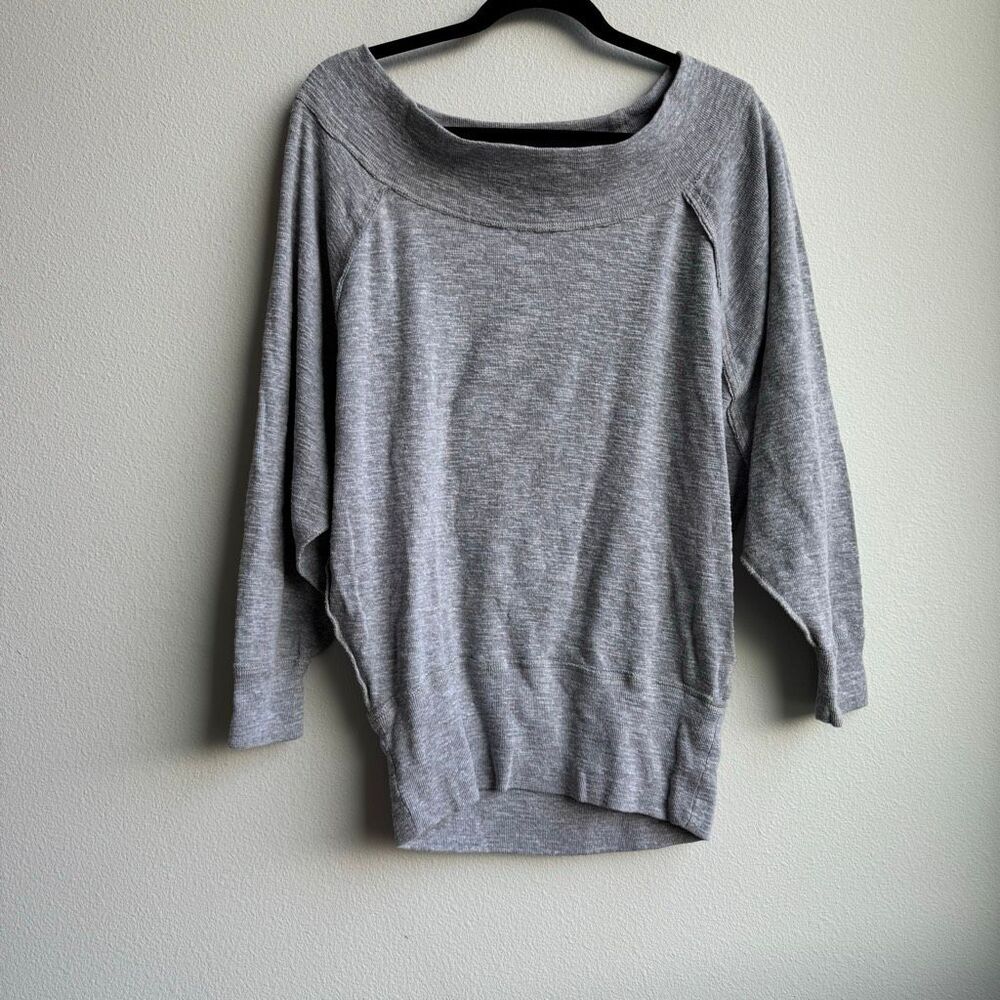 We The Free People Y2K 2000’s Palisades Top SMALL Off Shoulder Boat Neck Grey - Picture 2 of 7